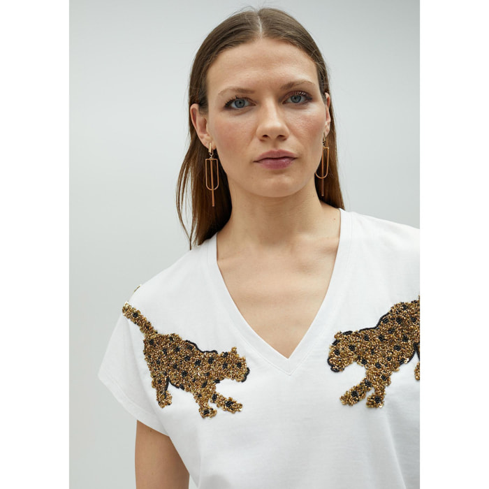 Maglietta strass tigri