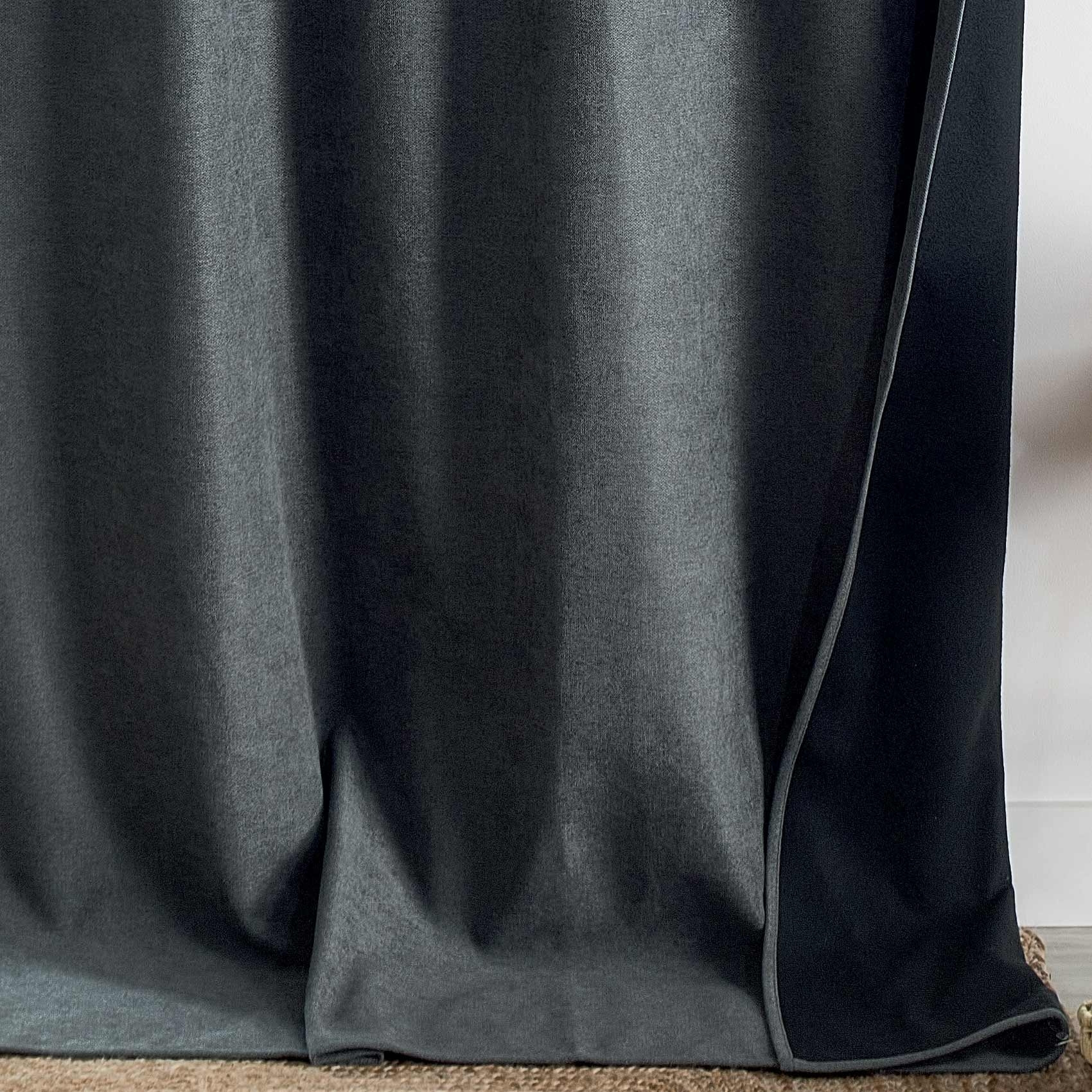 Rideau thermique phonique et semi occultant à galons fronceurs KONFOR - Gris anthracite