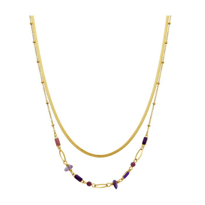 Collar con Lacado Multicolor acabado oro 18k