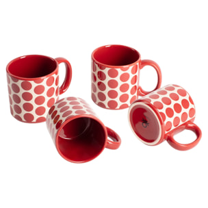 Set 4 pzs tazas gres 360ml puntos rojos topos rojos benetton