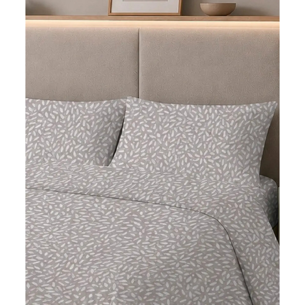 Parure Copripiumino Mosaico Beige per letto singolo in 100% Cotone e Made in Italy, moderno geometrico