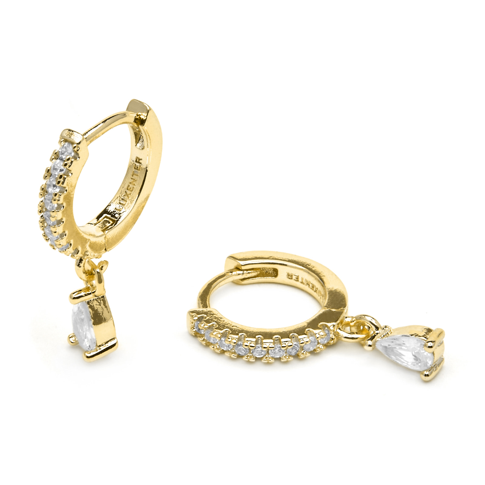Pendientes acabado oro amarillo de 18k y Circonita Brillante