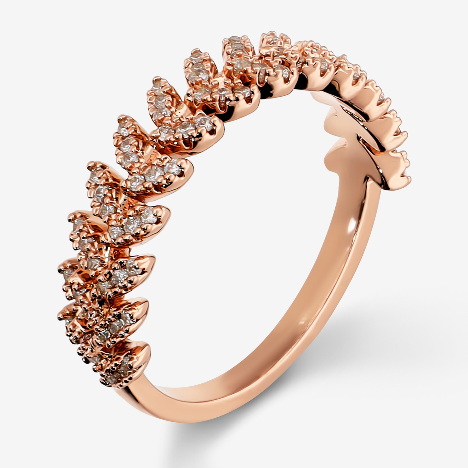 Anello Riviera con Elementi a Foglia in Cubic Zirconia