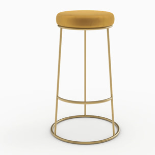 Lot de 2 tabourets de bar 73 cm en velours jaune curry - Kendal