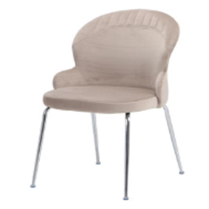 Set Da 4, Sgabelli New Lena Tessuto Tortora/Gambe Nere