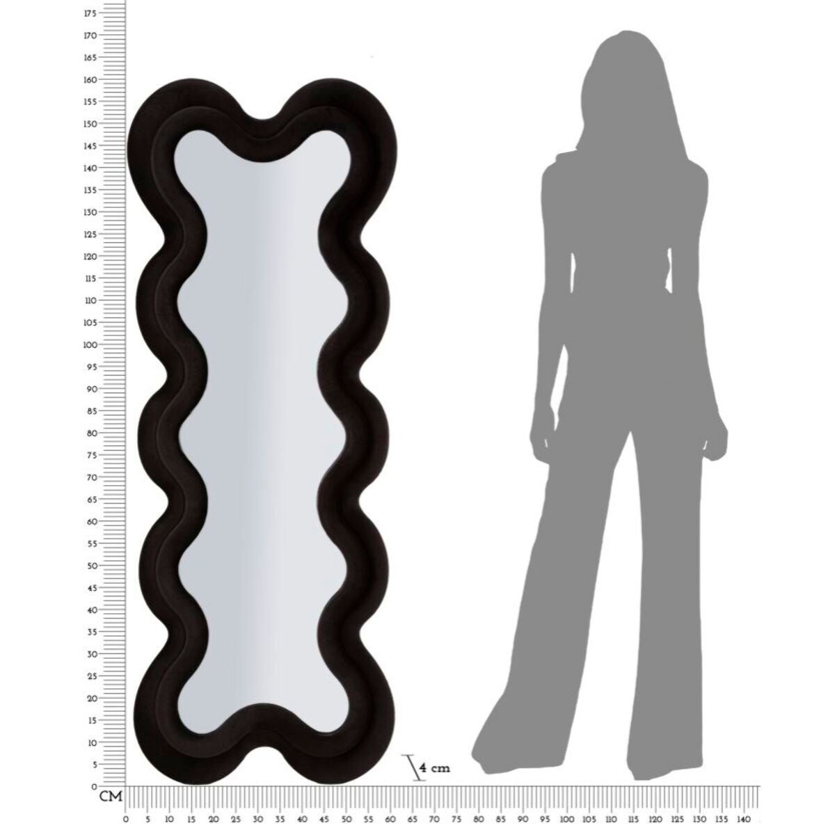 SPECCHIO DA MURO MONICA NERO CM 58X4X160 (MISURA SPECCHIO CM 39X124)