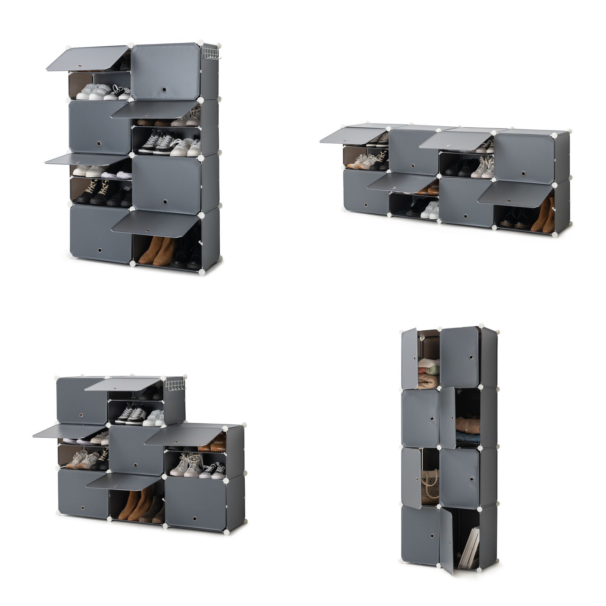 Scarpiera modulare portatile - 28 paia - grigio - 84x128x32 cm