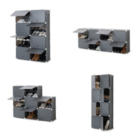 Scarpiera modulare portatile - 28 paia - grigio - 84x128x32 cm