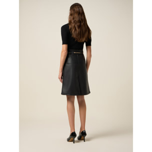 Oltre - Gonna linea ad A con cintura e catena - Nero