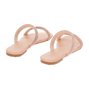 Sandali bassi nude con strass