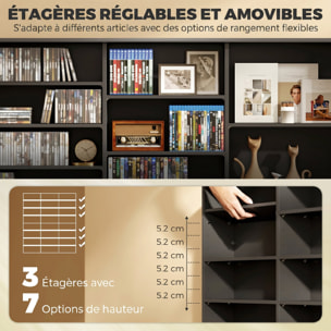 Rangement CD et DVD 24 compartiments 18 étagères réglables noir