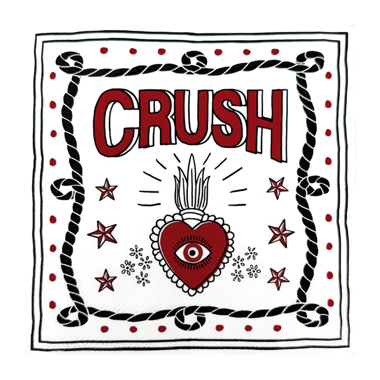 Lot de 20 serviettes en papier recyclé imprimées CRUSH - Rouge