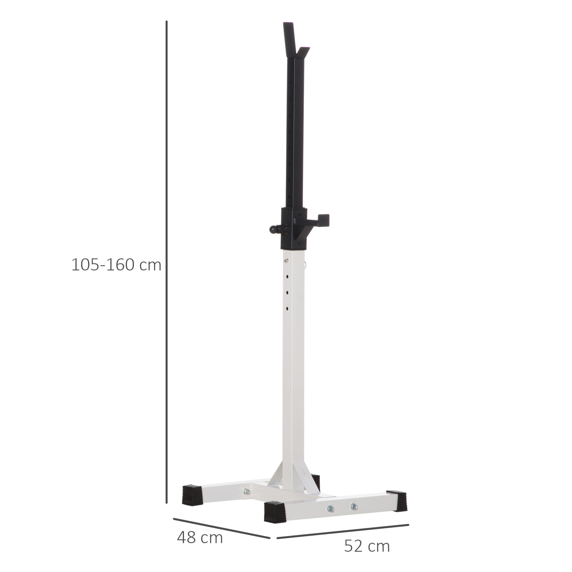 Soporte para Barras de Pesas Ajustable Estante de Acero para Levantamiento de Pesas Carga Máx. 150 kg Entrenamiento en Gimnasio Hogar 52x48x105-160 cm Blanco