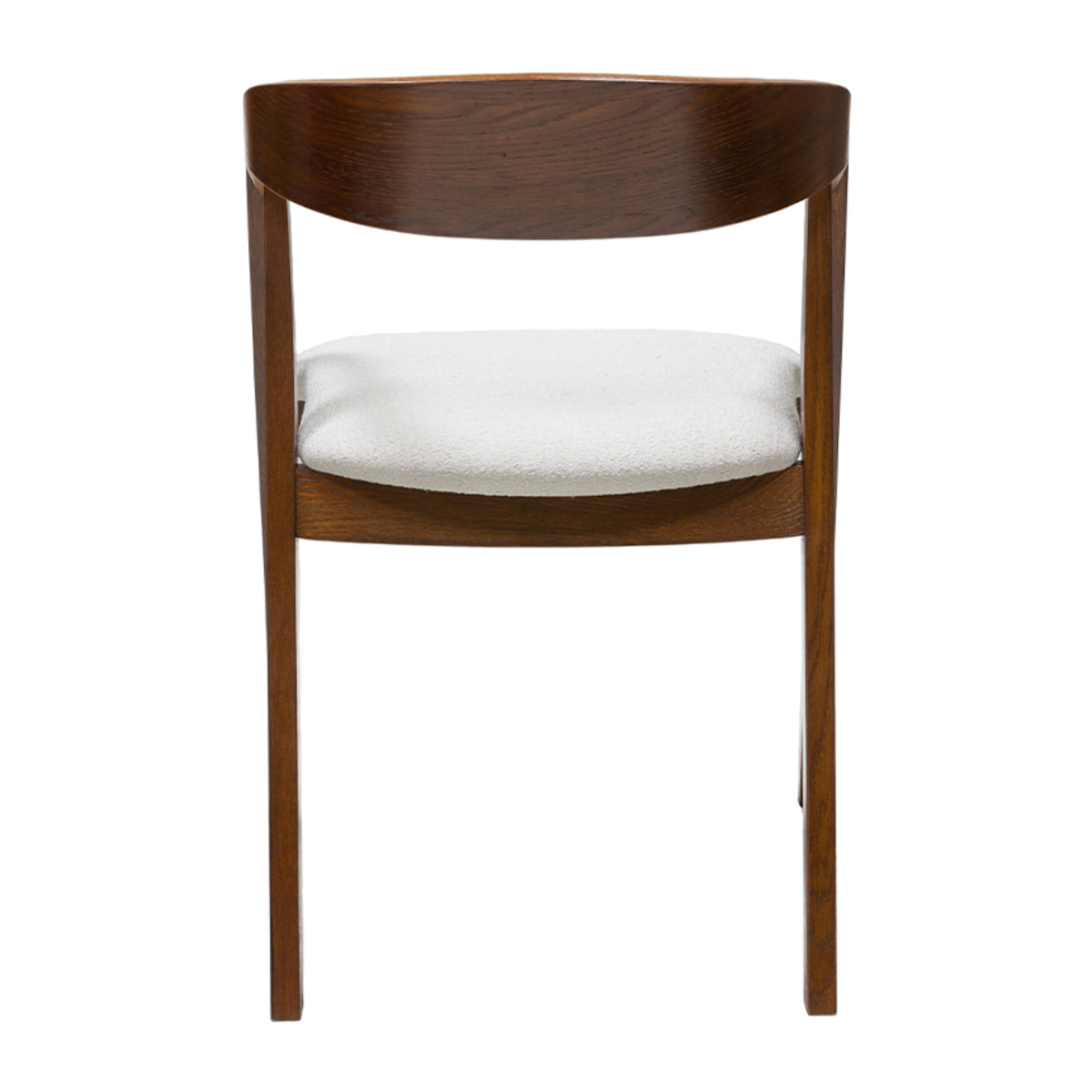 Chaises vintage empilables en bois teinté noyer et tissu effet laine bouclée blanc (lot de 2) LOVA