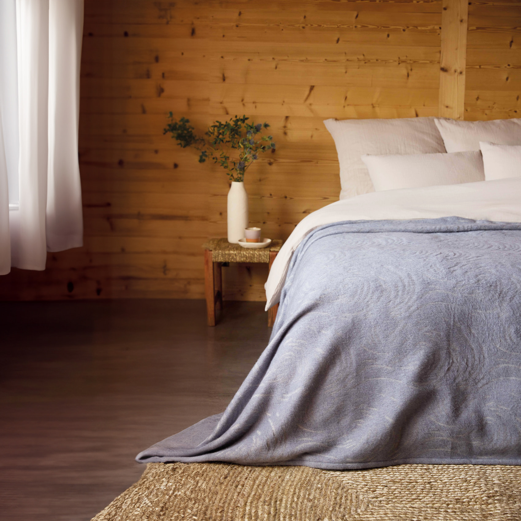 Couverture laine Mérinos très douce - Gris