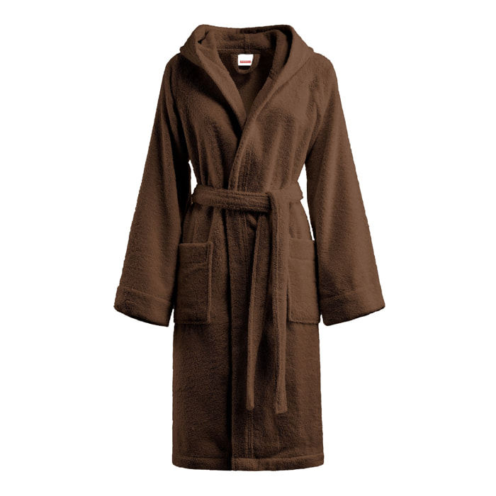 Bassetti Morbido Accappatoio 400 gr con Cappuccio 100% Cotone Uomo Donna Spugna Taglie Forti - ITALY Designed - Collezione MONIQUE - CIOCCOLATO M4
