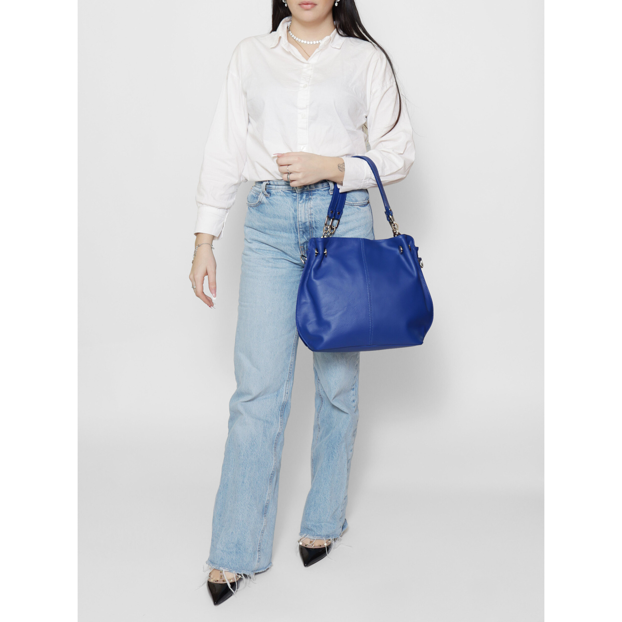 Borsa a mano da donna Made in Italy - Modello Ereba - 100% pelle - 38.0 x 30.0 x 12.0 cm