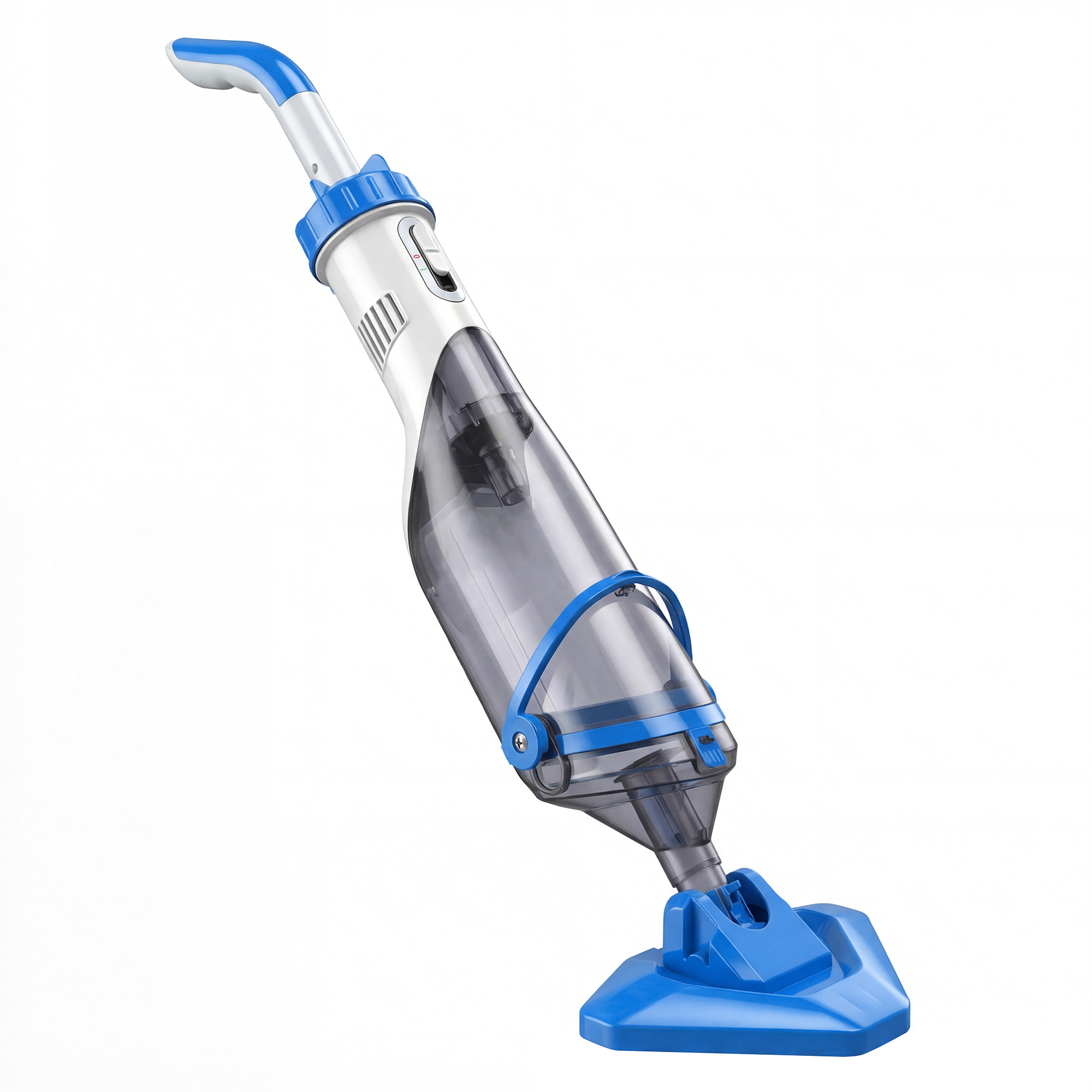 Aspirateur de piscine sans fil autonomie 60 min. 1200 l/h manche télescopique blanc bleu