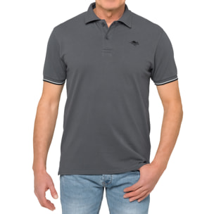 Polo con rayas finas LIZARD algodón piqué Gris