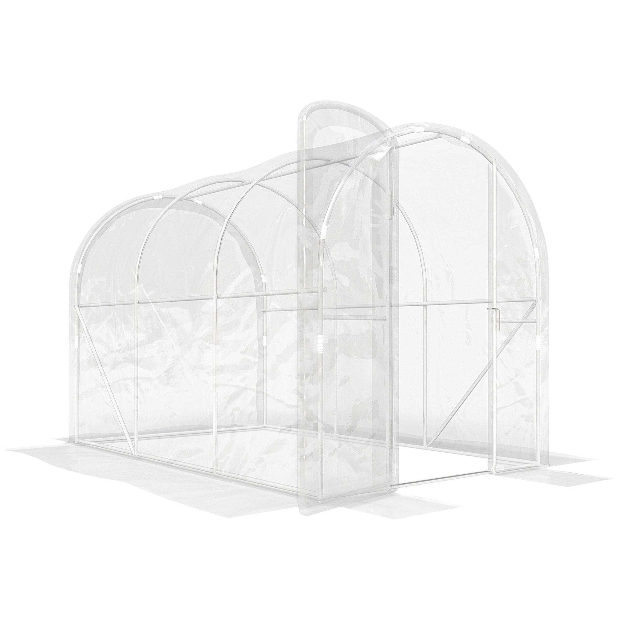 Serre tunnel de jardin 6 m² - 3 x 2 x 2 m - porte - acier galvanisé PE 150 g/m² transparent
