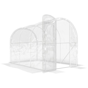 Serre tunnel de jardin 6 m² - 3 x 2 x 2 m - porte - acier galvanisé PE 150 g/m² transparent