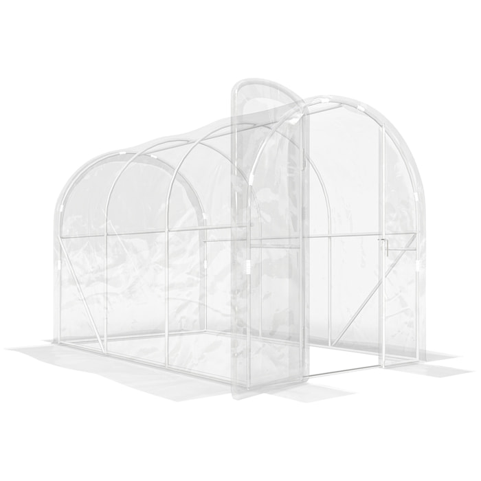 Serre tunnel de jardin 6 m² - 3 x 2 x 2 m - porte - acier galvanisé PE 150 g/m² transparent