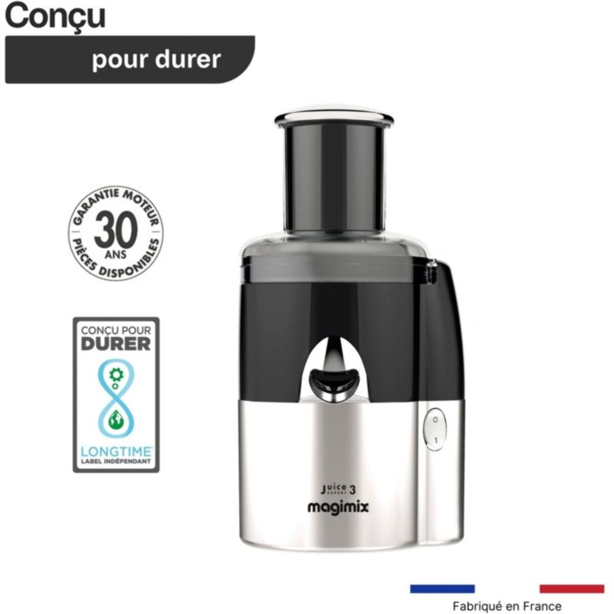 Extracteur de jus MAGIMIX 18082F Juice Expert 3 Chrome et Noir