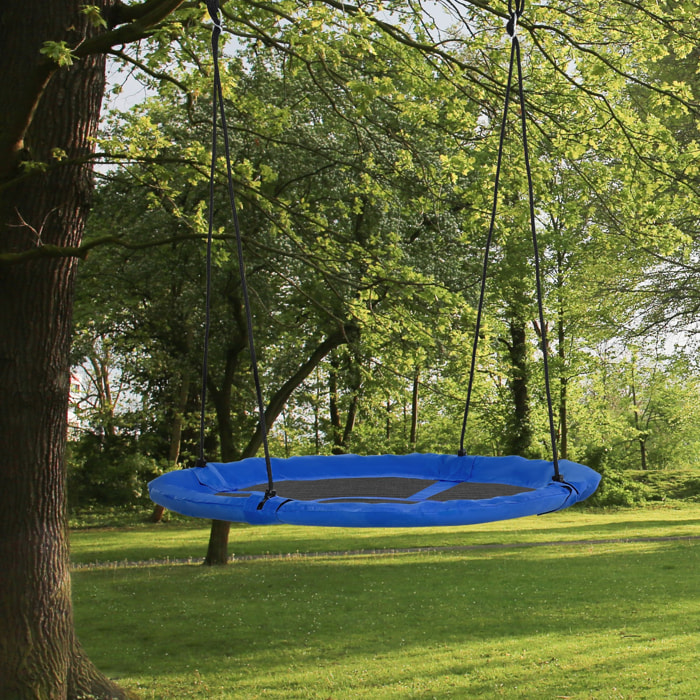Balançoire nid d'oiseau ronde Ø 110 cm 4 anneaux inclus bleu
