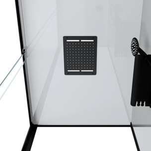 Cabine de douche Hydromassante 110x80 Receveur Bas - Fond Gris et Profilés Noir Mat - GREY STYLE LOW