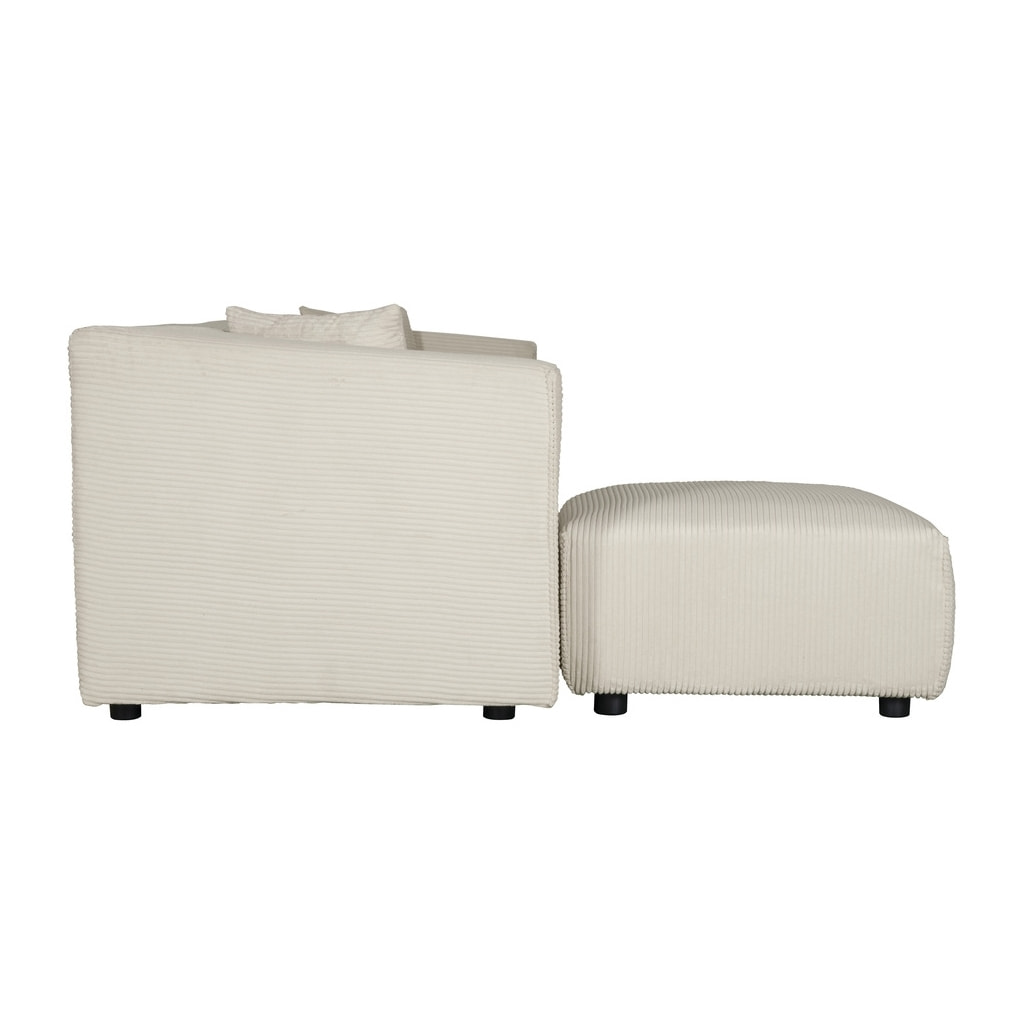 Canapé modulable 3 places + 1 pouf velours côtelé beige  ROME