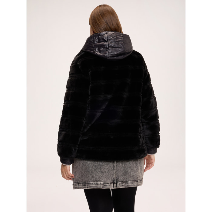 Fiorella Rubino - Giacca peluches con davantino - Nero