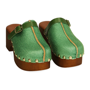 Clogs verdi in cavallino