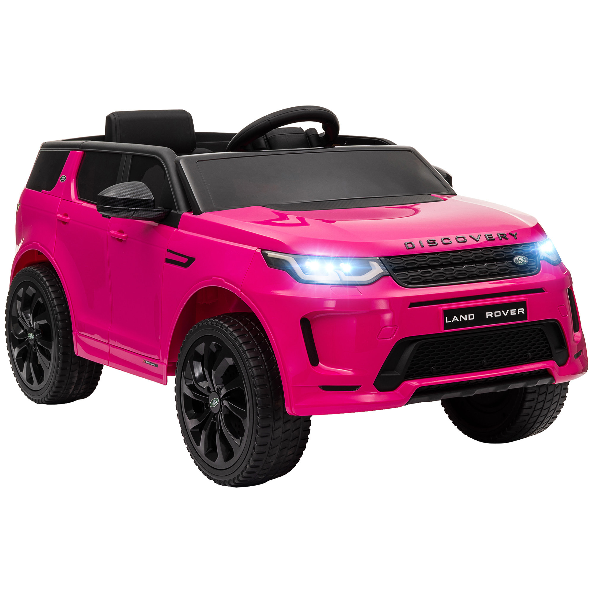 Coche Eléctrico para Niños de +3 Años con Licencia Land Rover Discovery Sport Carro Eléctrico Infantil con Batería 12V Mando a Distancia Arranque Lento Faros Bocina y Música Rosa