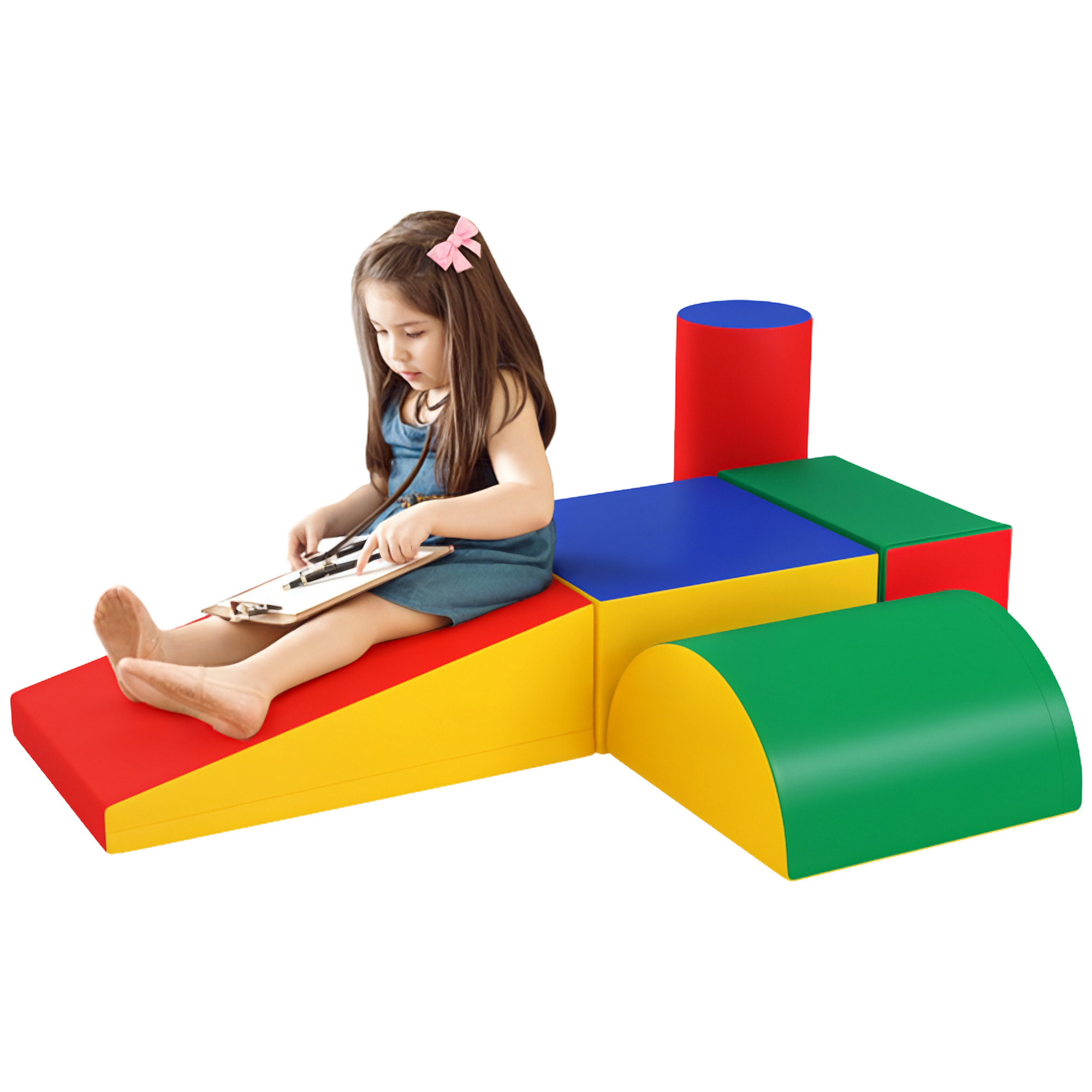 Juego de 5 Bloques de Espuma para Niños, Bloques de Psicomotricidad, Figuras de Construcción, Juguete para Aprendizaje para Escalar y Gatear, Multicolor
