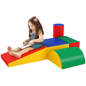 Juego de 5 Bloques de Espuma para Niños, Bloques de Psicomotricidad, Figuras de Construcción, Juguete para Aprendizaje para Escalar y Gatear, Multicolor