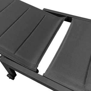 Lot de 2 bains de soleil BARBADOS en textilène noir - aluminium gris anthracite