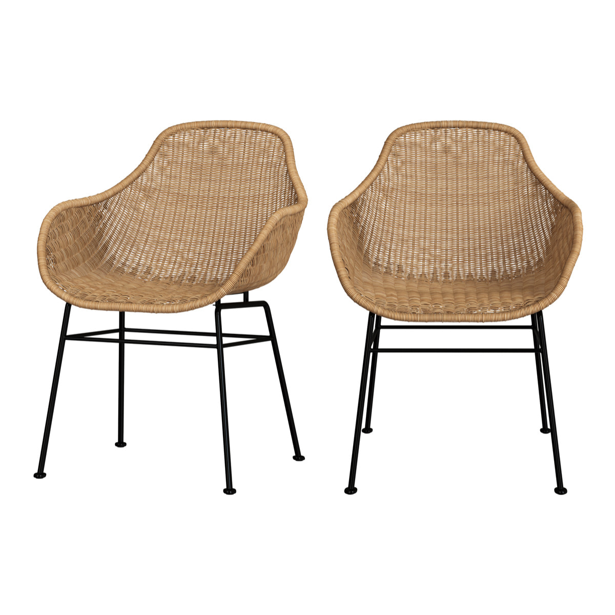 Lot de 2 chaises en résine tressée naturelle - Carmela