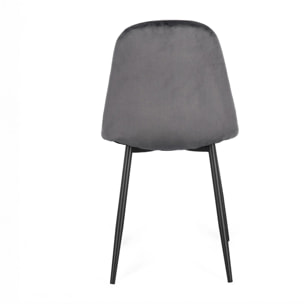 Set di 4 sedie SALAMANCA in tessuto effetto velluto grigio e gambe nere