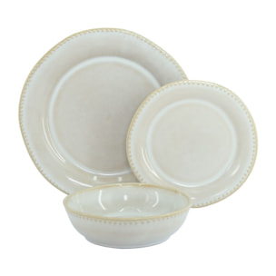 Servizio di piatti da 18 pezzi in ceramica beige - Rita