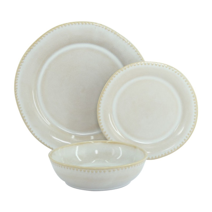 Servizio di piatti da 18 pezzi in ceramica beige - Rita