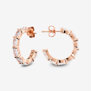 Orecchini a Semicerchio con Cubic Zirconia placcati Oro Rosa 18Kt