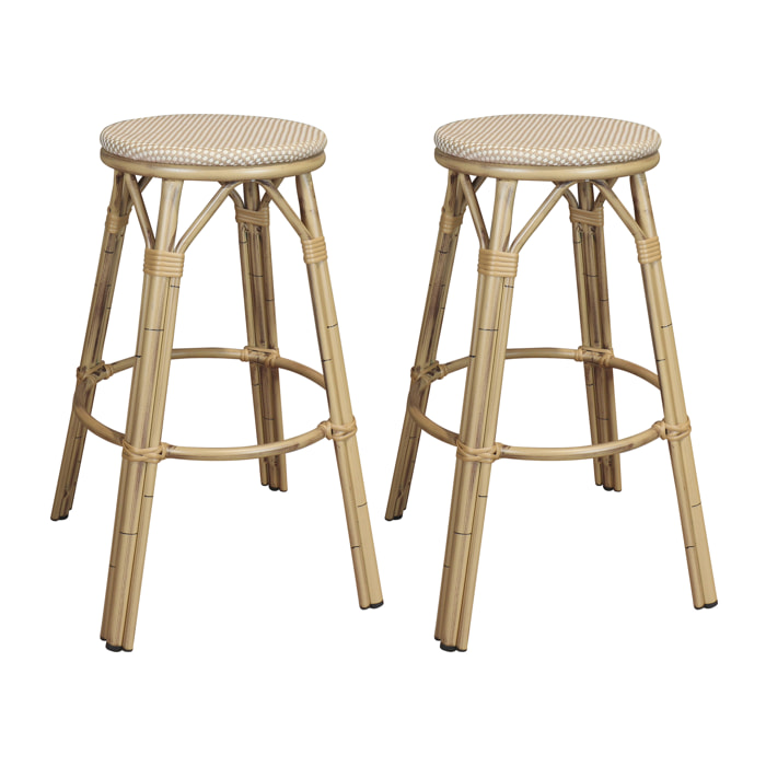 Lot de 2 tabourets de bar extérieur en textilène beige AMALFI