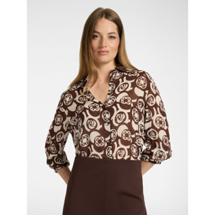 Elena Mirò - Camisa de viscosa estampada - Marrón