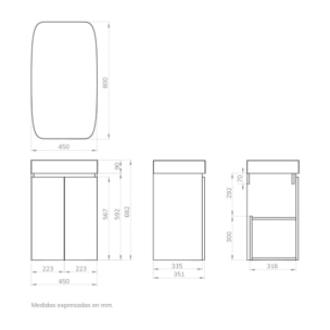 Ensemble de salle de bain MIKI 45, Alday, Blanc Mat