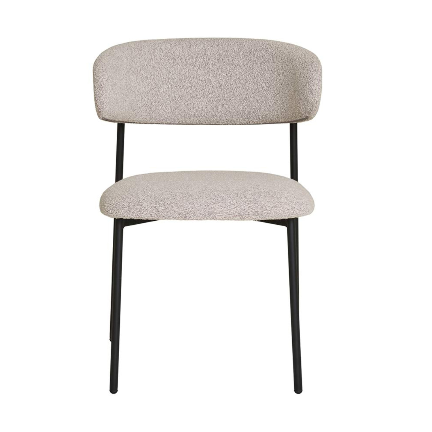 Erica - lot de 2 chaises en tissu bouclette - pieds en acier - Beige