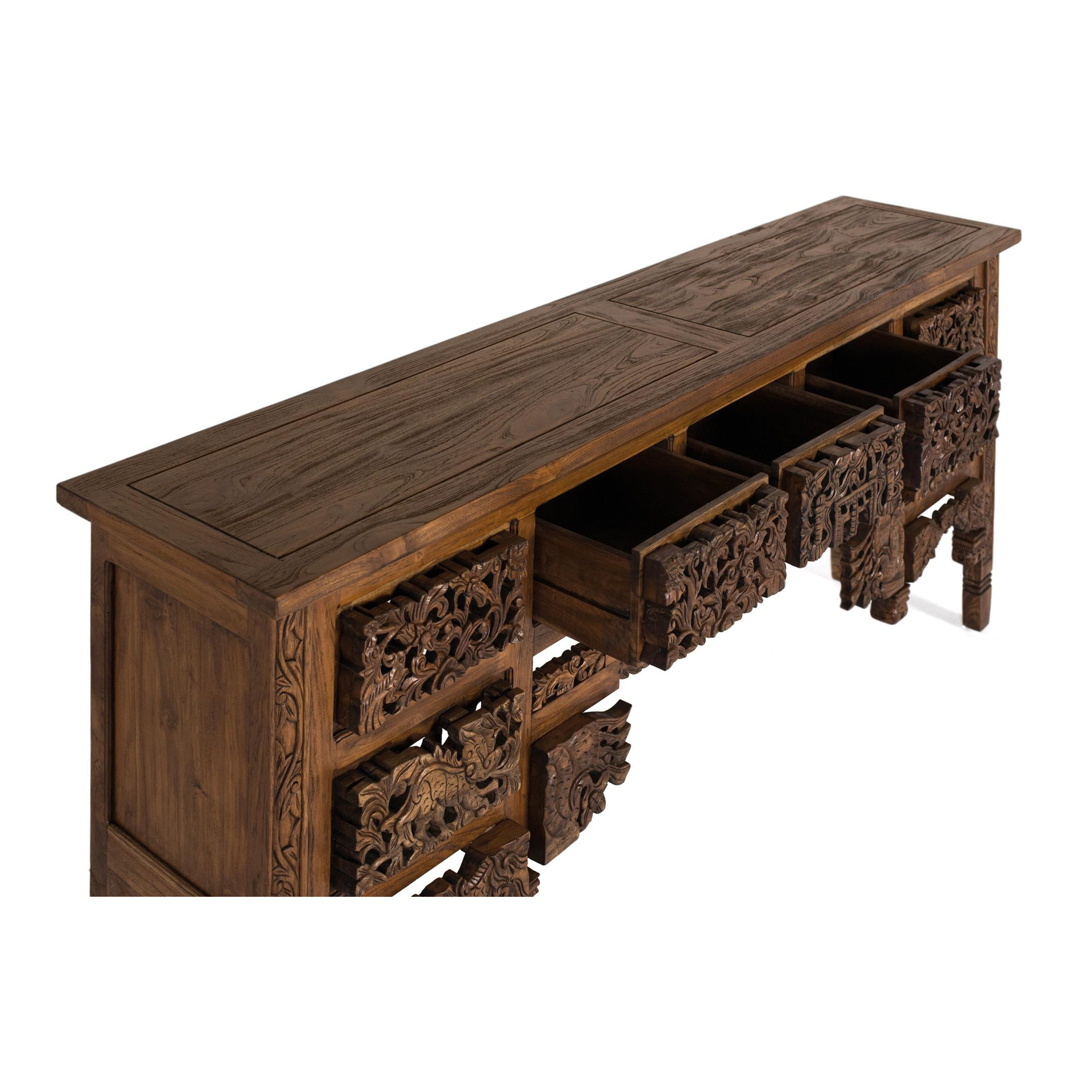 Consola de Madera de Teca 220 Cm Estilo Étnico Colonial