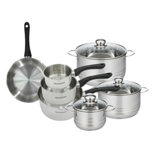 Set de 1 poêle, 3 casseroles 12 16 20 cm et 3 faitouts 16, 20 et 24 cm en inox Fackelmann Geneva