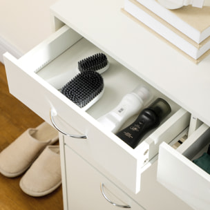Armoire meuble à chaussures multi-rangement 2 abattants double niveau 2 tiroirs blanc