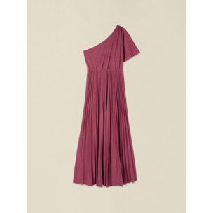 Oltre - Vestito lurex monospalla - Bordeaux