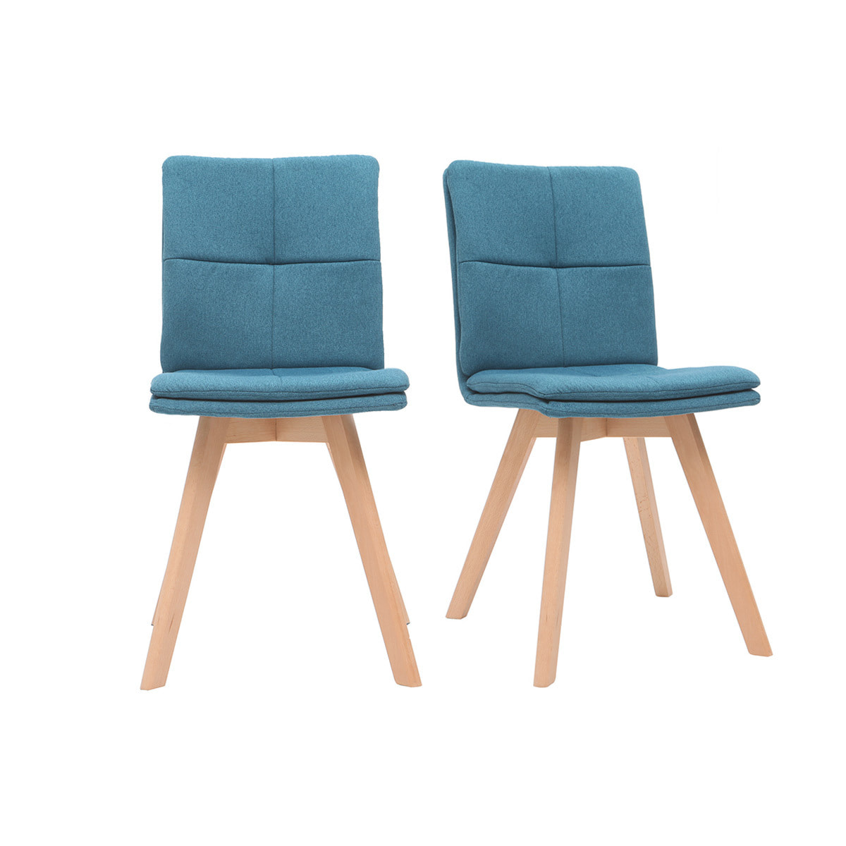 Chaises scandinaves en tissu bleu et bois clair (lot de 2) THEA